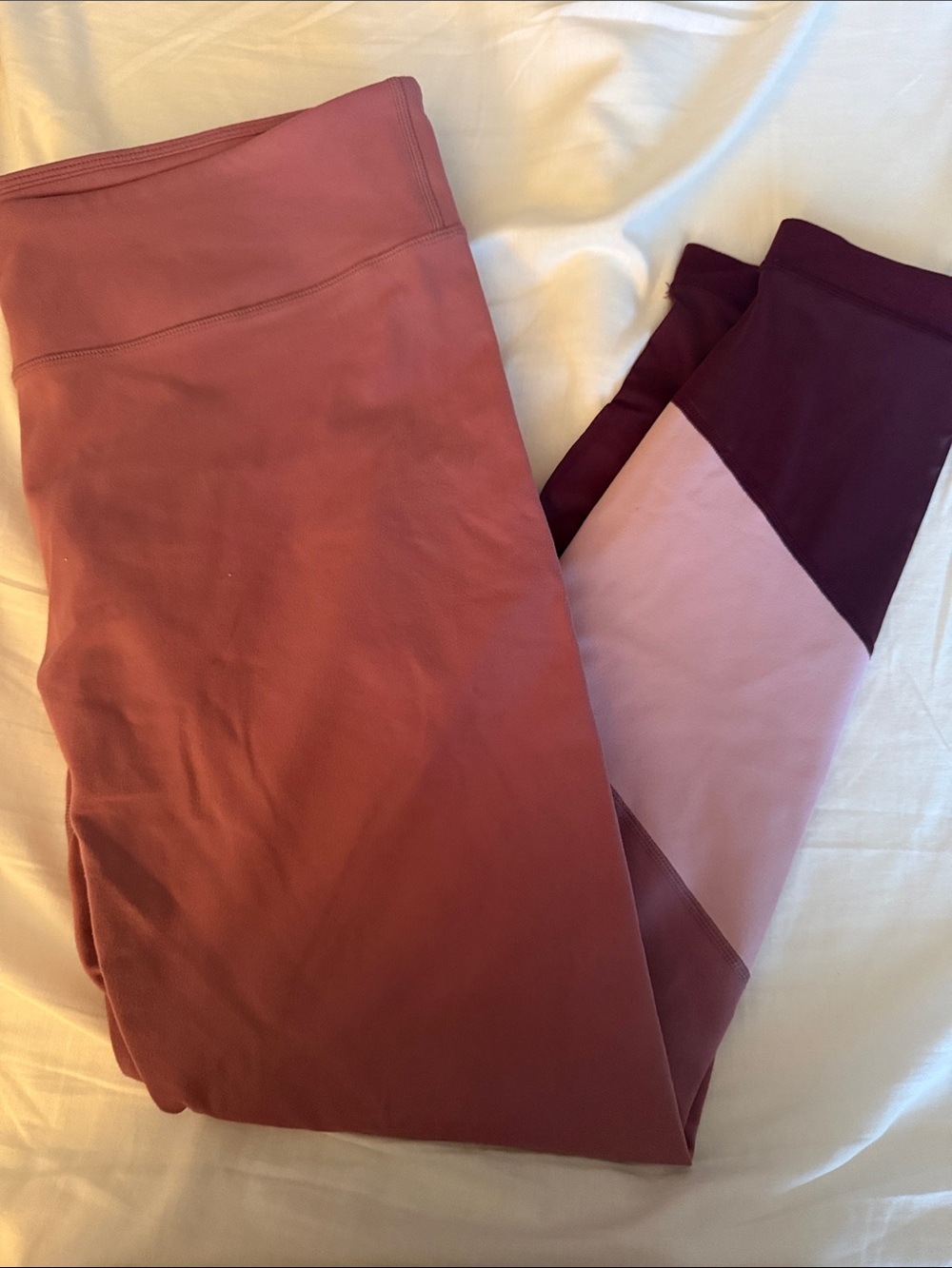 Fabletics Two-Tone Pink & Plum Leggings